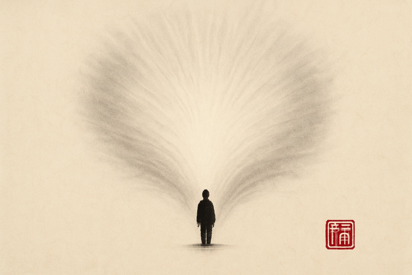 一个渺小的身影，被放大成一片光